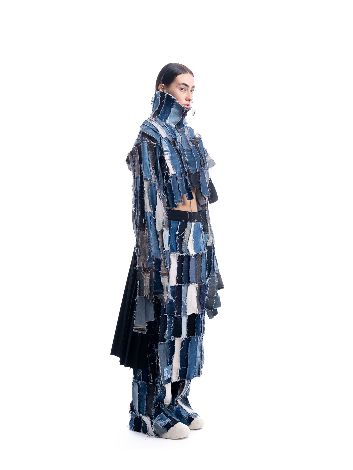 BB04 GIOIAOTTO - GIACCA CROP COLLO ALTO DENIM