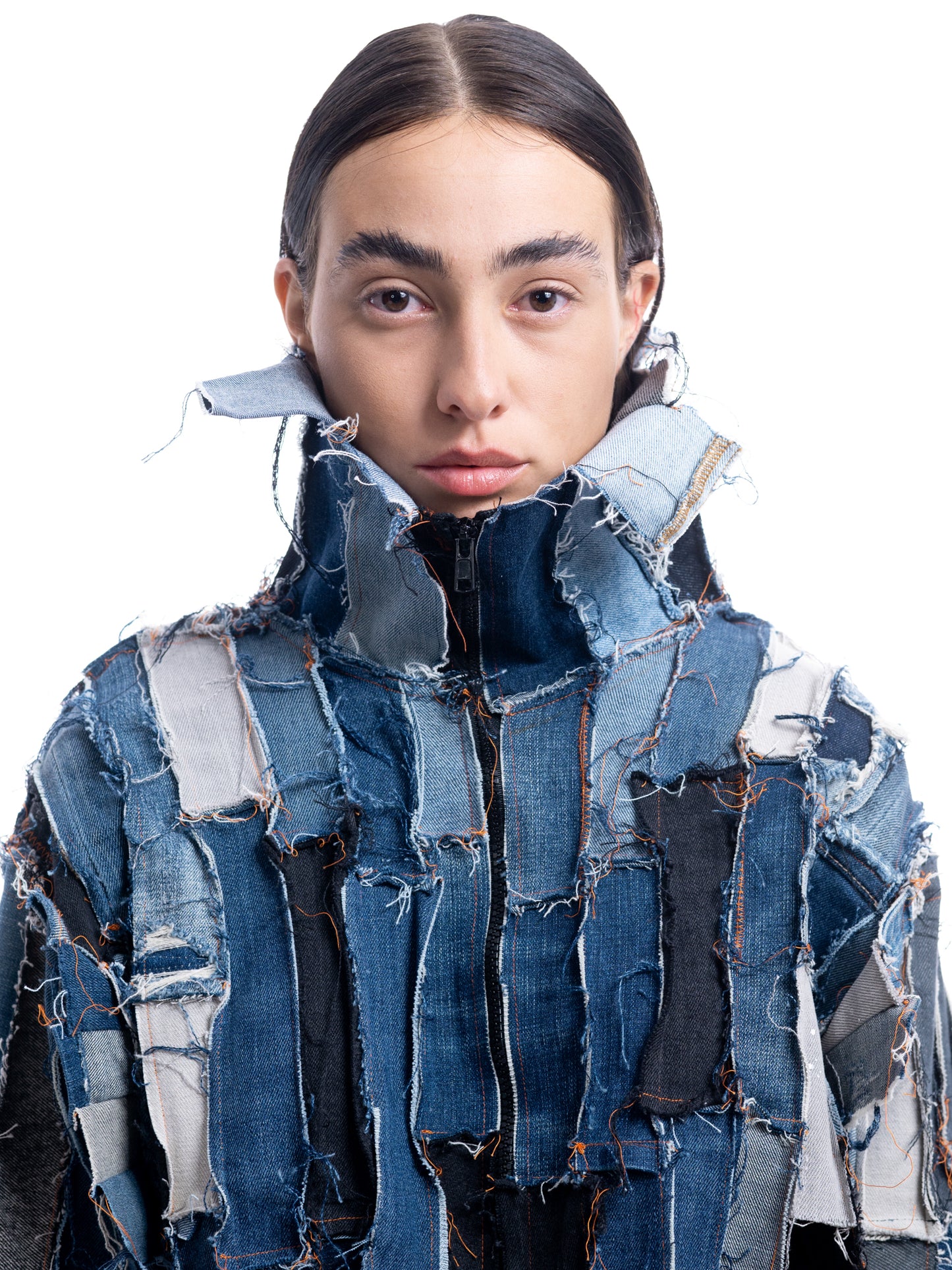 BB04 GIOIAOTTO - GIACCA CROP COLLO ALTO DENIM