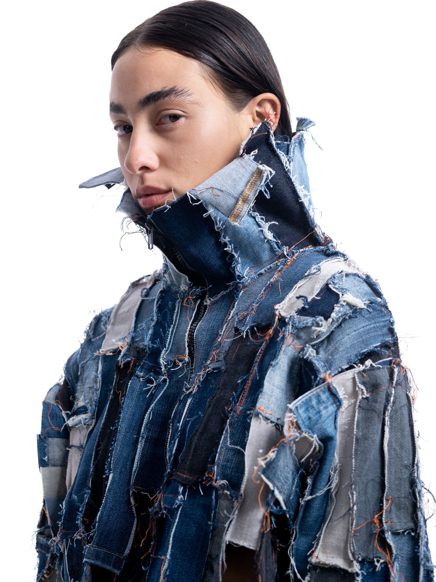 BB04 GIOIAOTTO - GIACCA CROP COLLO ALTO DENIM