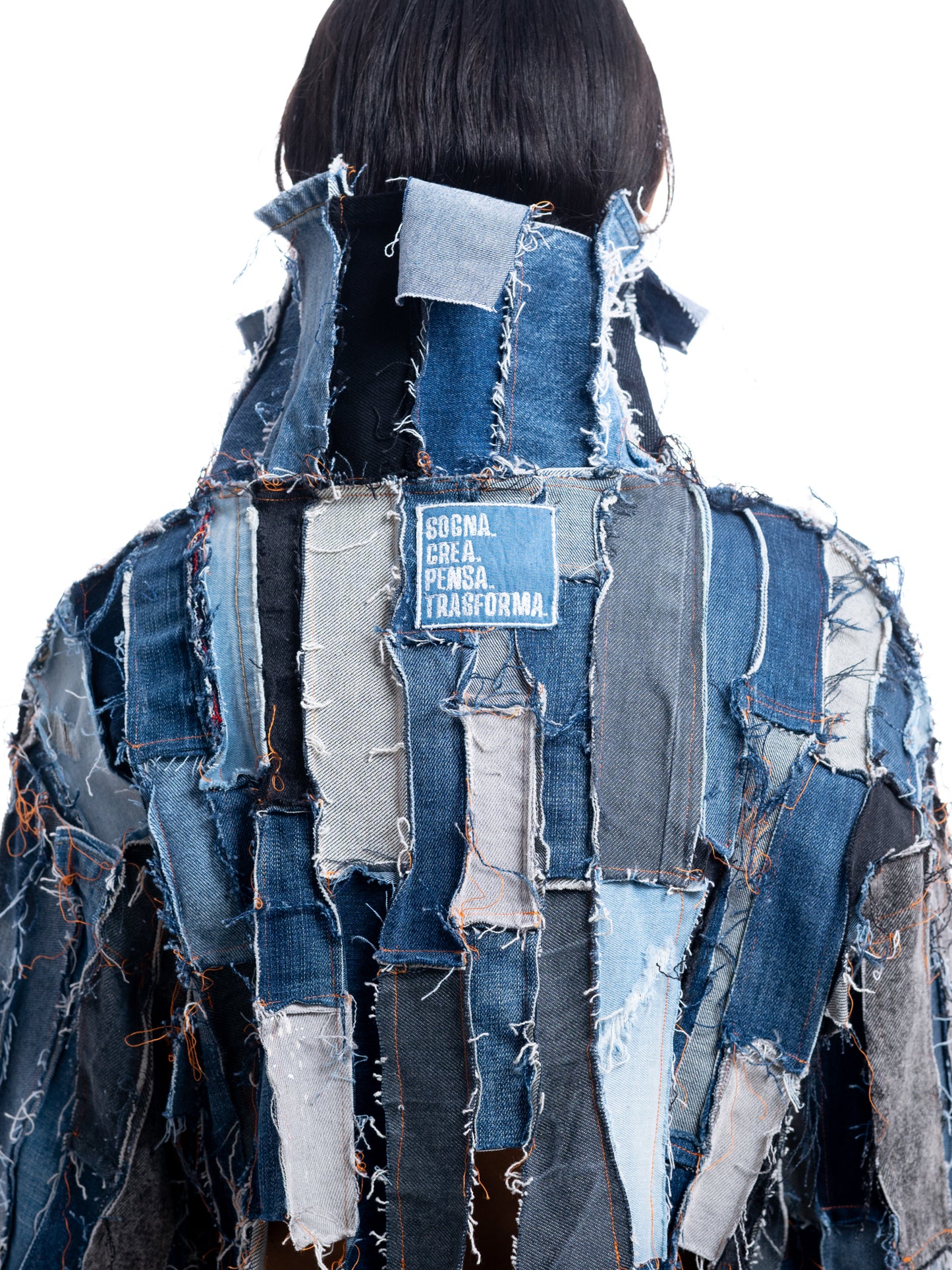 BB04 GIOIAOTTO - GIACCA CROP COLLO ALTO DENIM