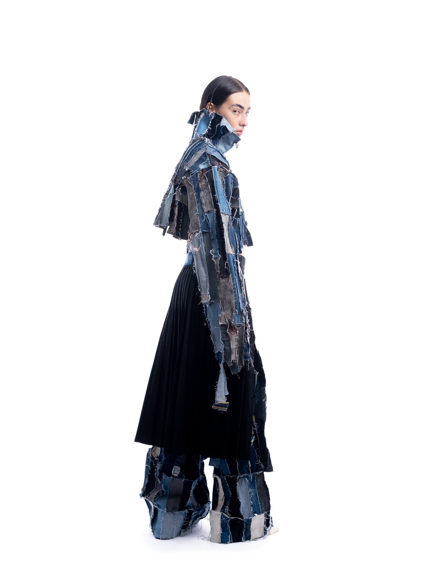 BB04 GIOIAOTTO - GIACCA CROP COLLO ALTO DENIM