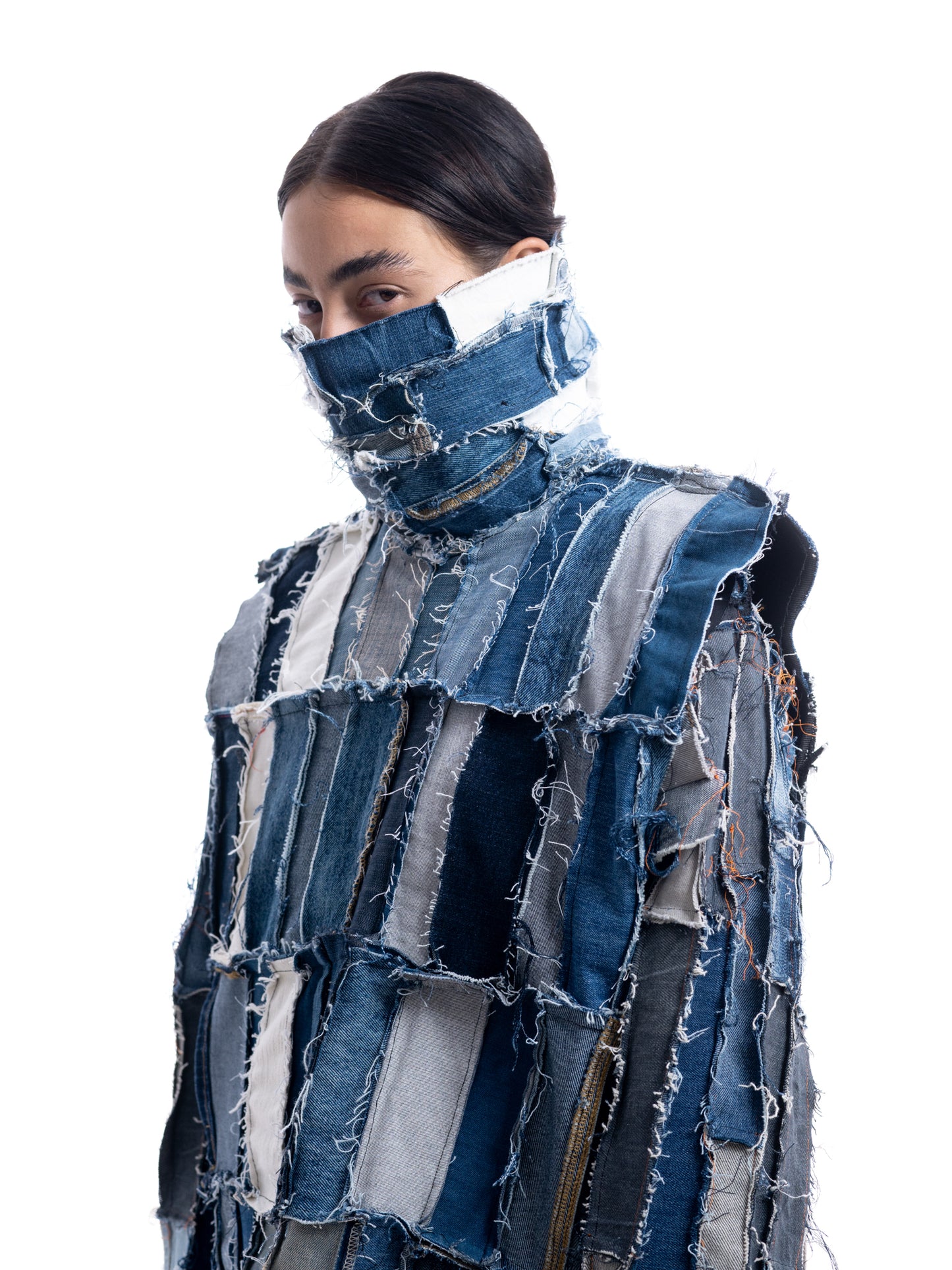 BB05 LA GAUDE - SMANICATO COLLO ALTO DENIM