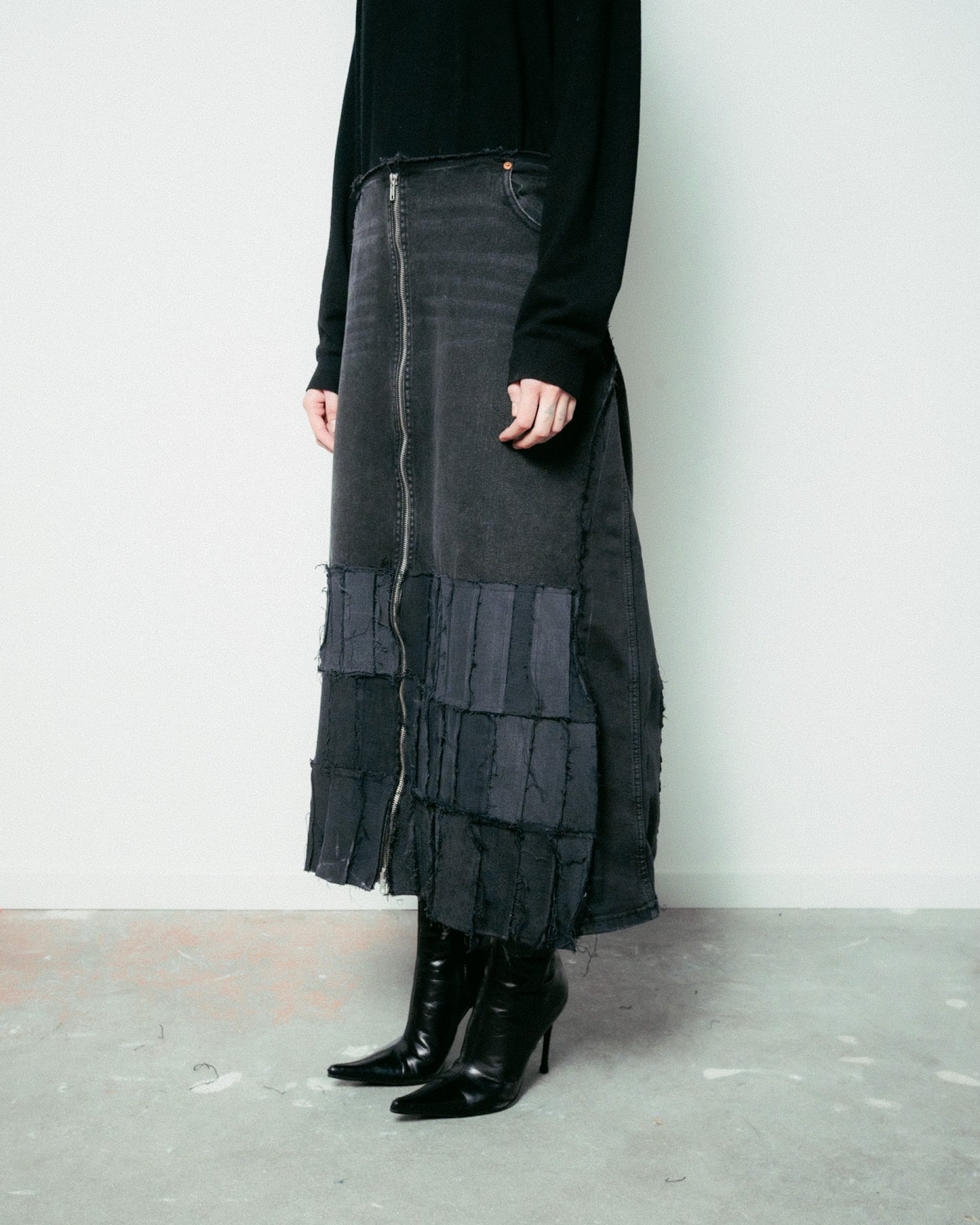 04BB+ SIRIUS BUILDING - GONNA LUNGA DENIM NERO