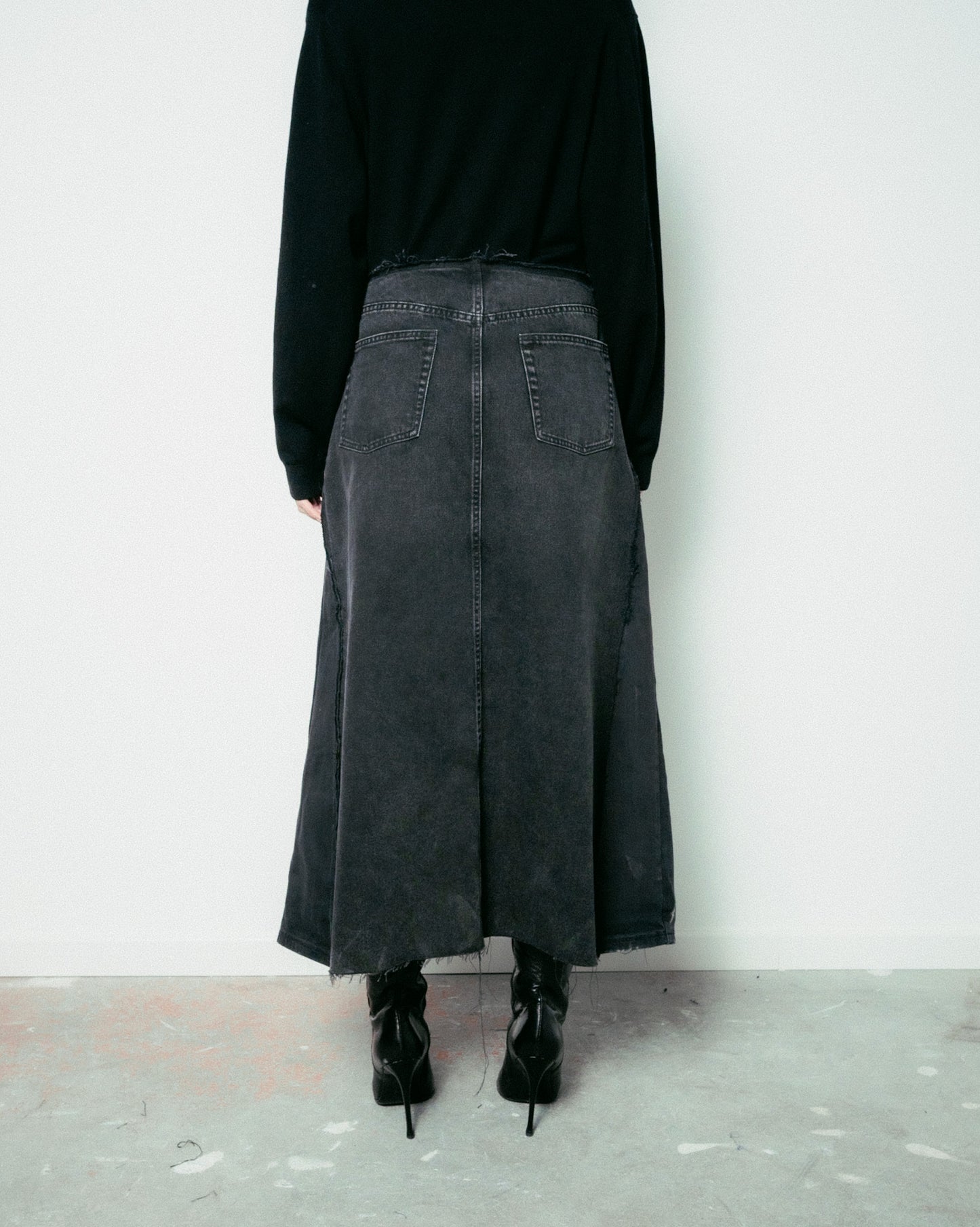 04BB+ SIRIUS BUILDING - GONNA LUNGA DENIM NERO