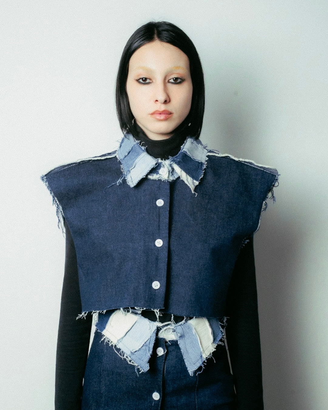 08BB+ CAMICIA DENIM CROP SMANICATA