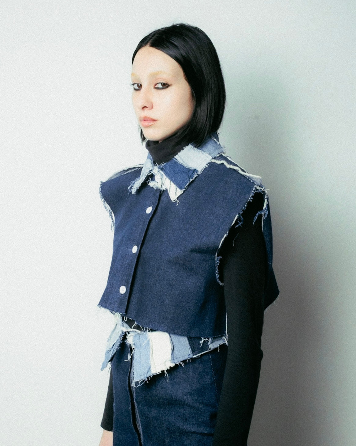 08BB+ CAMICIA DENIM CROP SMANICATA